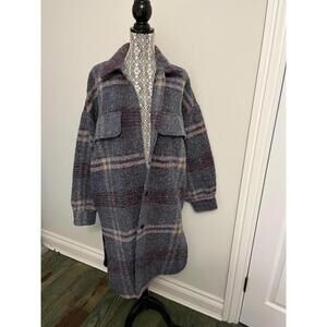 Zara wool blend plaid shacket coat M
